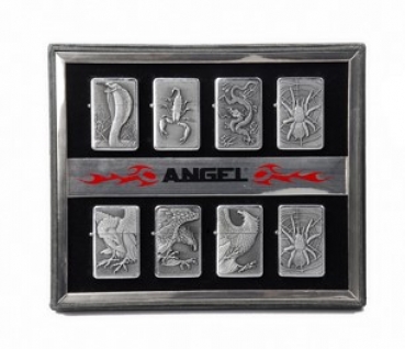 Benzinfeuerzeuge 8er Display Spinnen Skorpion 5,5cm Sturmfeuerzeug Feuerzeug